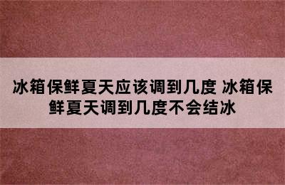 冰箱保鲜夏天应该调到几度 冰箱保鲜夏天调到几度不会结冰